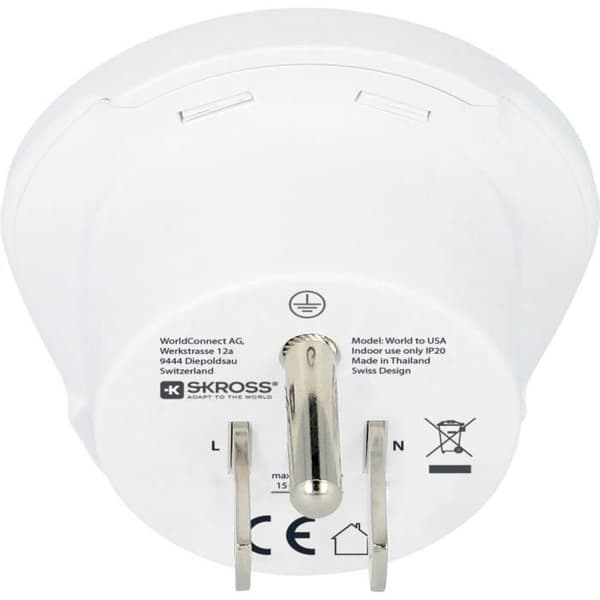 Reseadapter - SKROSS - CA W till USA - Vit - CA 100-240 - 150 länder för användning