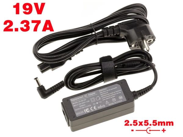 Strömförsörjning för bärbar dator 19V 2,37A spets 2,5x5,5mm - Motsvarande Toshiba AD9049 G71C000AR410 G71C000AT110 PA3467E-1ACA PA3822E