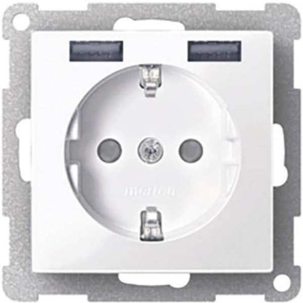 USB-laddare - MERTEN - Merten-insättningssystem - Polarvit - USB 2.0 - Två USB-utgångar