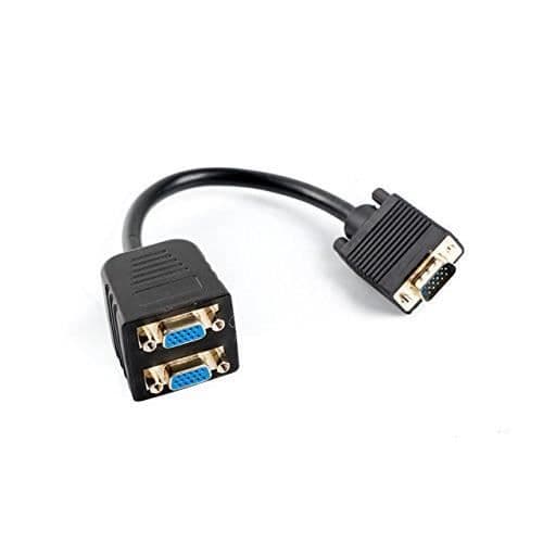 lanberg AD 0020 BK VGA (15 stift) hane till 2 x VGA 15 stift hona splitteradapter med kabel, 20 cm