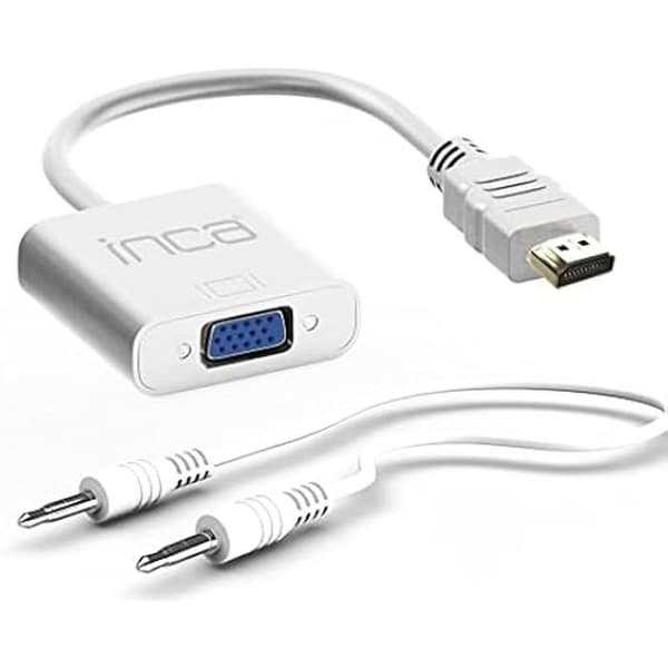 HDMI till VGA-adapter - INCA - IHTVJ-7TB - Vit - Ljudkabel ingår - VGA-kontakt