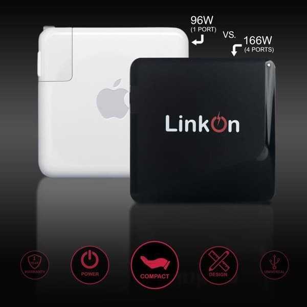 LinkOn Ganius Väggladdare 136W GaN Tech 100W USB-C PD3.0 PPS Och 18W USB-A QC4.0+ Kompatibel med MacBook 2019 Samsung