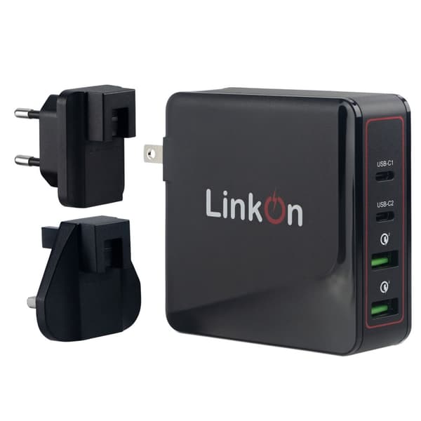 LinkOn Ganius Väggladdare 136W GaN Tech 100W USB-C PD3.0 PPS Och 18W USB-A QC4.0+ Kompatibel med MacBook 2019 Samsung