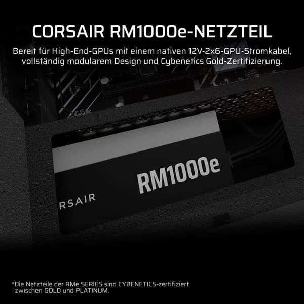 Strömförsörjning ATX - CORSAIR - RM1000e - 1000 Watt - Modulare - Tyst