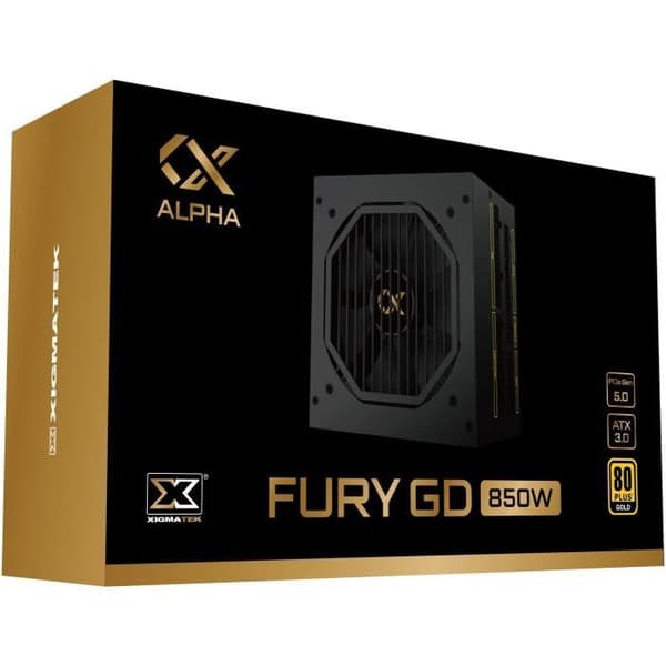 XIGMATEK Fury GD 850W ATX 3.0 PC strømforsyning (80Plus Gold) - Modulær - 120mm støjsvag blæser