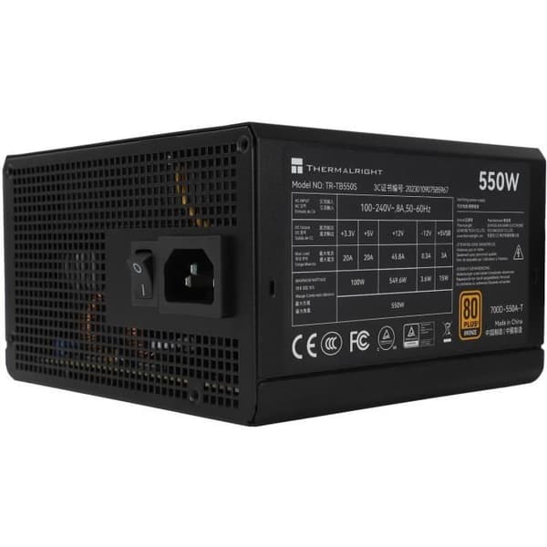 PC strømforsyning - THERMALRIGHT - TB550S - 550W - 80+ Bronze - Ikke-modulær - ATX 3.0 - Sort