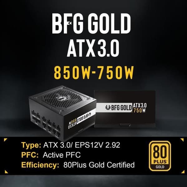 BITFENIX BFG GOLD 850W (80+ Guld) ATX 3.0 - PC strømforsyning - 850W