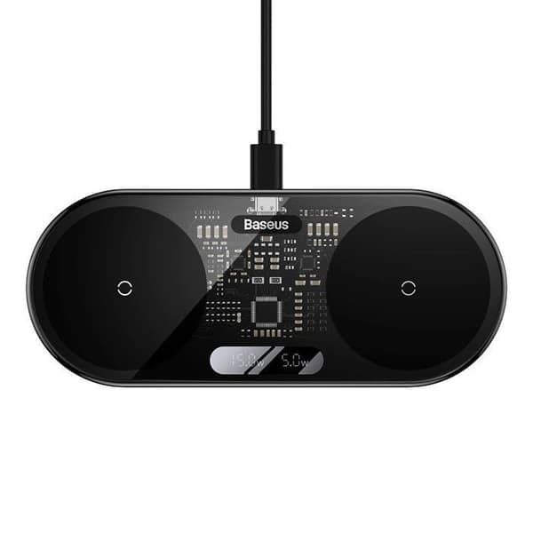 Baseus Dual USB-C 20W trådlös laddare Svart Svart