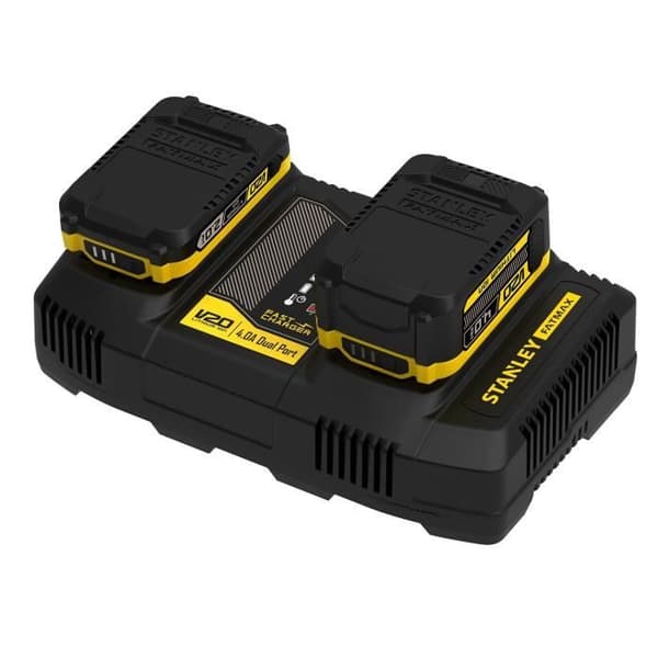 Dubbel laddare - 18V 4A - Kompatibel med alla batterier från V20-serien - STANLEY FATMAX, SFMCB24-QW