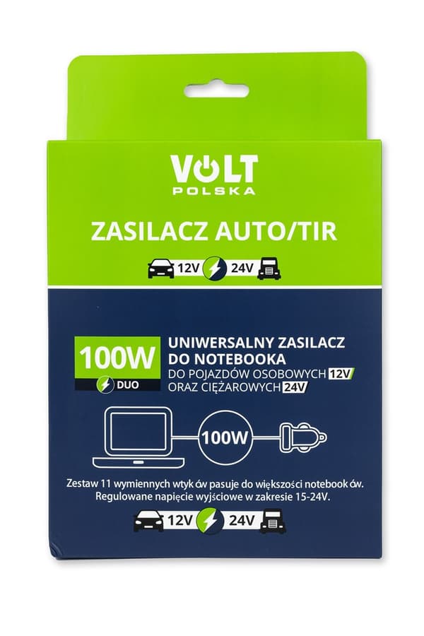 TIR Laptop Bilstrømadapter 100W 12-24V (cigaretlighterstik)