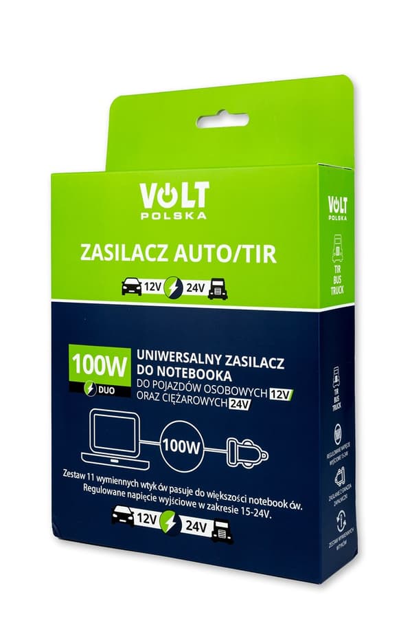 TIR Laptop Bilstrømadapter 100W 12-24V (cigaretlighterstik)
