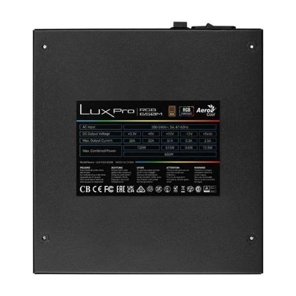 Strømforsyning Aerocool LUXPRORGB650M ATX 650 W 80 Plus Bronze