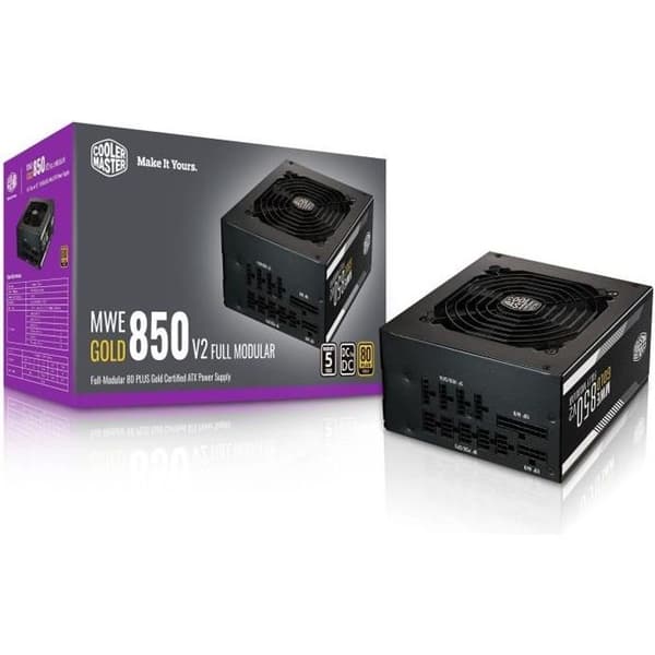 KYLARE MASTER MWE Guld 850W FM V2 -Strömförsörjning 850W 100% modulär (certifierad 80 Plus GOLD 5 års garanti) Flatkablar svart Svart