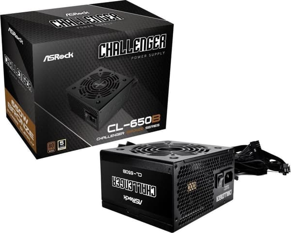 ASRock CHALLENGER 650W 80 Plus Bronze Strømforsyning Sort