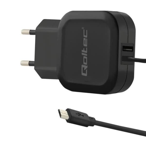 Mobiltelefonladdare - QOLTEC - 50189 - USB 2.0-port - Svart - Ingår