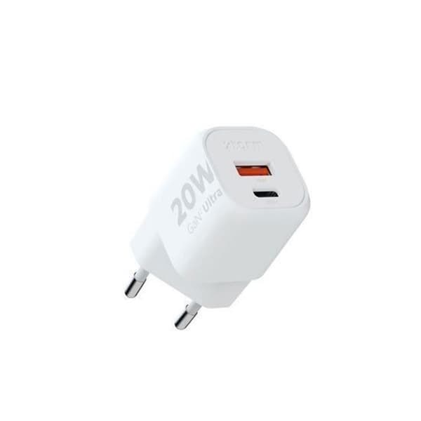 20W GaN² Vit XTORM väggladdare - XT-XEC020 - Dubbel port - Kompakt och lätt