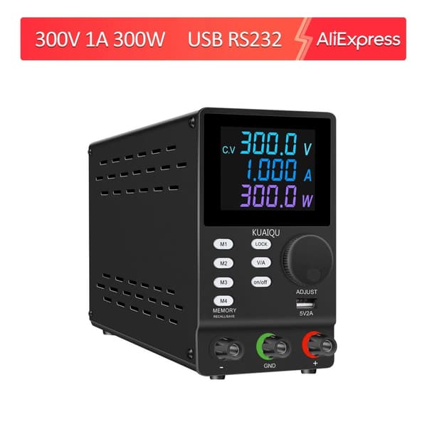Strømforsyning, Programmerbar, Hukommelsesfunktioner,300V 1A DR Sort, 220V