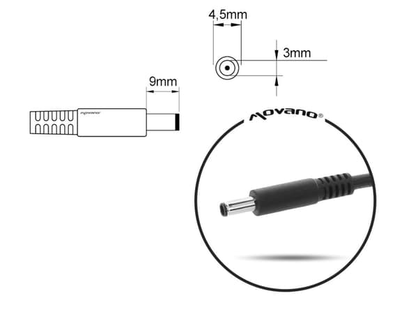 Laddare för Dell 19.5v 2.31a 45W 4.5x3.0mm stift