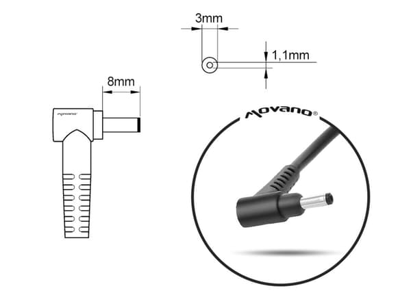 Virtalähde-laturi Acerille 19v 3.42a 65W 3.0x1.1mm