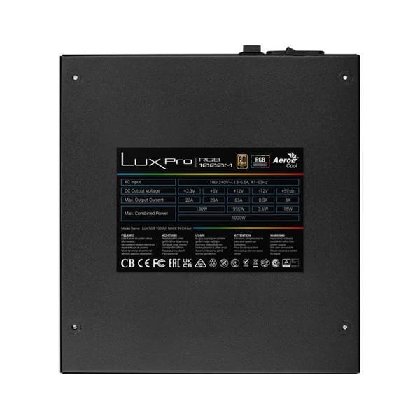Strömförsörjning - Aerocool - LUX PRO RGB 1000M - 1000W - 80Plus Gold - Semi-Modulär