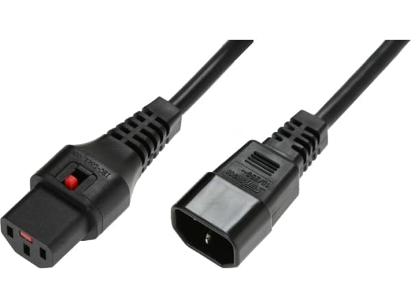 MicroConnect - Strømforlengelseskabel - IEC 60320 C14 til power IEC 60320 C13 låst - 2 m - svart