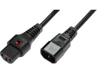 MicroConnect - Strømforlengelseskabel - IEC 60320 C14 til power IEC 60320 C13 låst - 2 m - svart