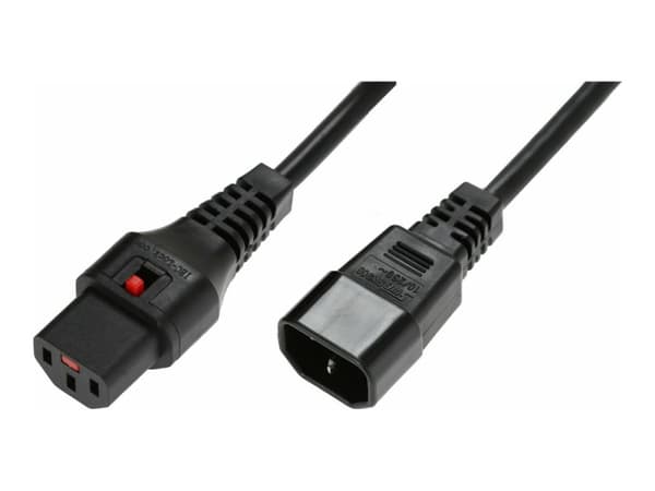 MicroConnect - Strømforlengelseskabel - IEC 60320 C14 til power IEC 60320 C13 låst - 2 m - svart