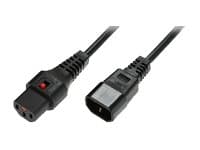 MicroConnect - Strømforlengelseskabel - IEC 60320 C14 til power IEC 60320 C13 låst - 2 m - svart