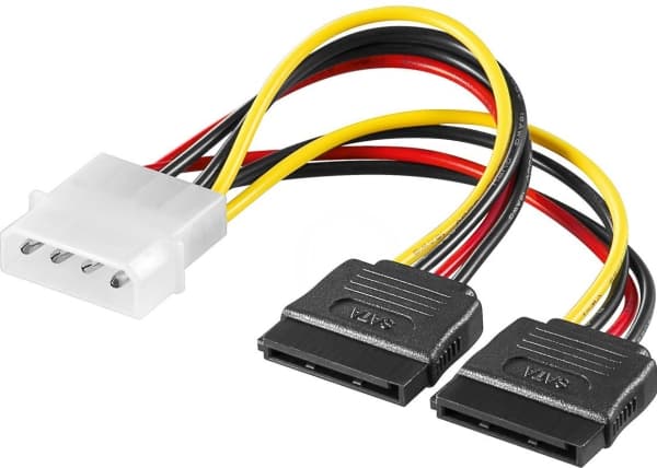 Goobay 68524, 0,13 m, 4-pin 5.25, 2x 15-pin S-ATA, Hankjønn, Hunkjønn, Rett