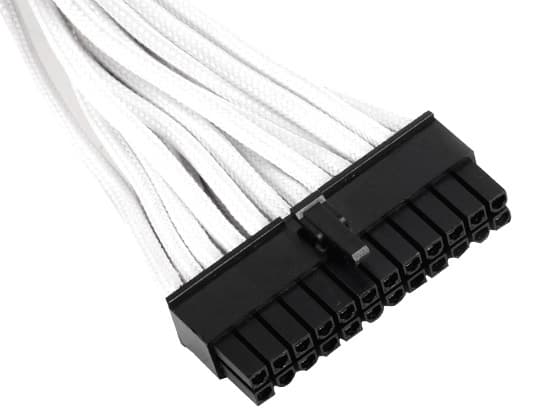 SilverStone PP07-MBW - Strømforlengelseskabel - 24-pins ATX (hunn) til 24-pins ATX (hann) - 30 cm - hvit
