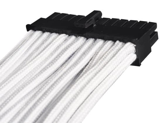 SilverStone PP07-MBW - Strømforlengelseskabel - 24-pins ATX (hunn) til 24-pins ATX (hann) - 30 cm - hvit