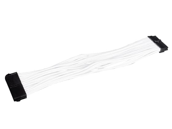 SilverStone PP07-MBW - Strømforlengelseskabel - 24-pins ATX (hunn) til 24-pins ATX (hann) - 30 cm - hvit