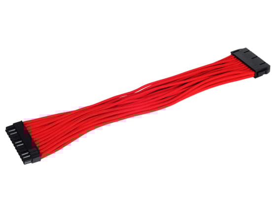 SilverStone PP07-MBR - Strømforlengelseskabel - 24-pins ATX (hunn) til 24-pins ATX (hann) - 30 cm - rød