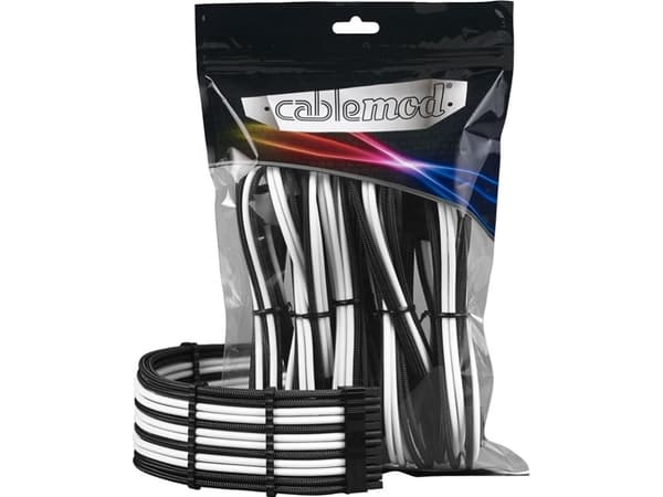 CableMod PRO Series ModMesh - Skjøteledningskabelsett - formstøpt - svart, hvit