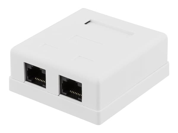 DELTACO unshielded network socket, Surface UTP 2xRJ45, Cat6, white
