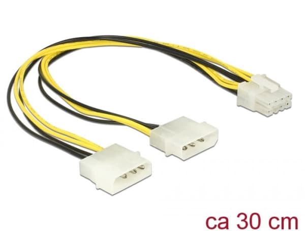 Delock - Strømkabel - 8-pins EPS12V (hann) til 4-pin intern strøm (hann) - 12 V - 30 cm