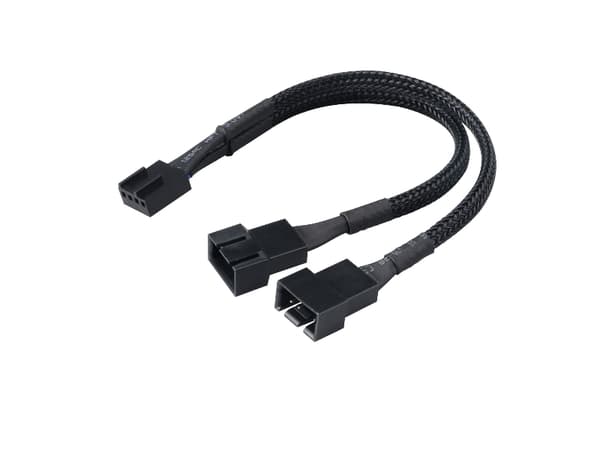 Akasa PWM Fan Splitter - Splitter för fläkt - 2x4 pin PWM (hane) - till 1x4 pin PWM (hona) - 15 cm - svart
