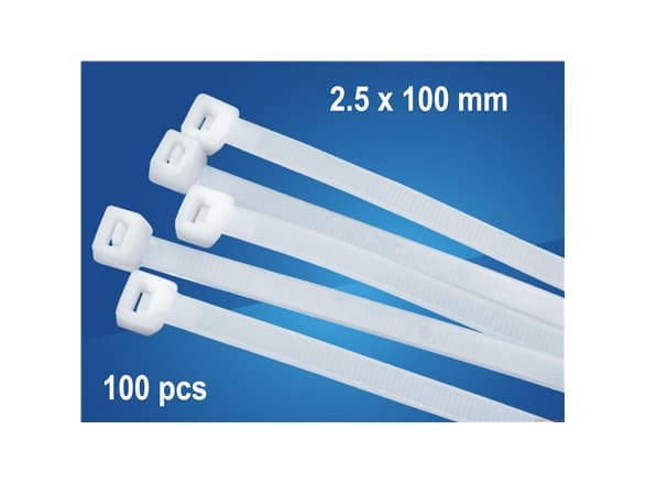 LogiLink KAB0001, Nailon, Valkoinen, 100 mm, 2,5 mm, 100 kpl