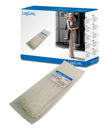 LogiLink KAB0003, Nylon, Hvit, 200 mm, 2,5 mm, 100 stykker