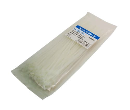 LogiLink KAB0003, Nylon, Hvit, 200 mm, 2,5 mm, 100 stykker