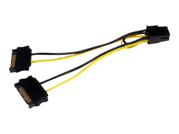 StarTech.com 6in SATA Power to 6 Pin PCI Express Video Card Power Cable Adapter - SATA to 6 pin PCIe power - Strømkabel - SATA-strøm (hann) til 6-pin
