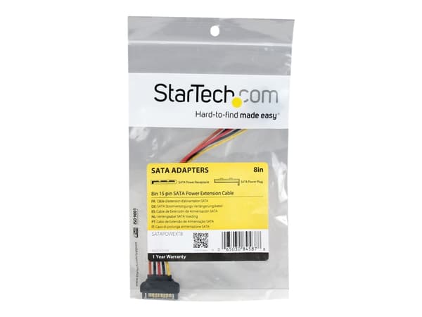 StarTech.com 8in 15 pin SATA Power Extension Cable - 8 SATA power Extension Cable - 8 SATA power Extension cord - Strømforlengelseskabel - SATA-strøm
