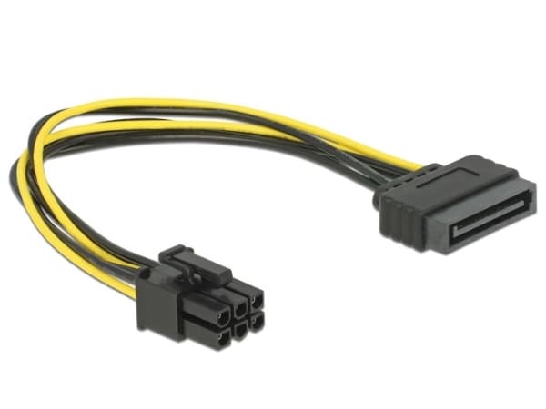 Delock - Strømkabel - SATA-strøm (hann) til 6-pins PCIe-strøm (hann) - 21 cm