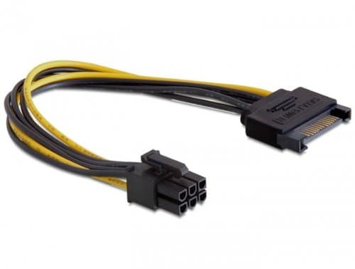 Delock - Strømkabel - SATA-strøm (hann) til 6-pins PCIe-strøm (hann) - 21 cm