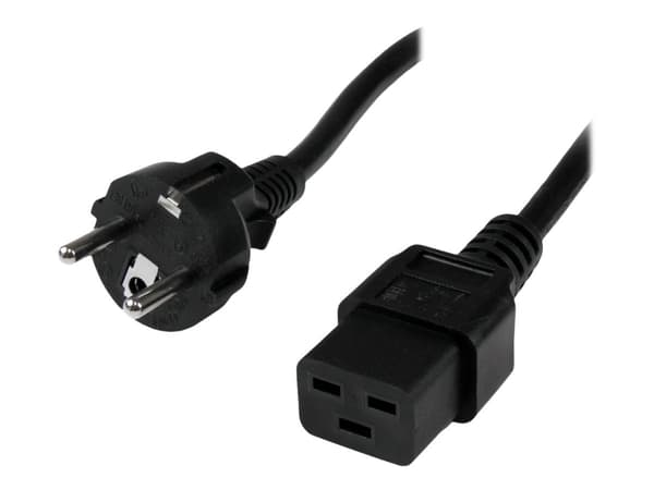 StarTech.com 2m (6ft) Computer Power Cord, 16AWG, EU Schuko to C19 Power Cord, 16A 250V, Black Replacement AC Cord, TV/Monitor Power Cable, Schuko CE