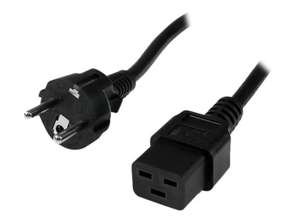 StarTech.com 2m (6ft) Computer Power Cord, 16AWG, EU Schuko to C19 Power Cord, 16A 250V, Black Replacement AC Cord, TV/Monitor Power Cable, Schuko CE