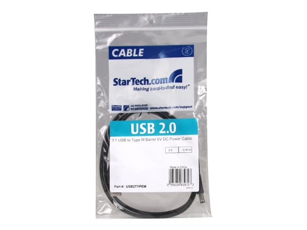 StarTech.com USB2TYPEM virtajohto Musta 0,9 m USB A Barrel type M