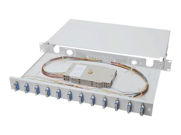 DIGITUS Professional DN-96321/9 - Fiberoptisk skarvlåda - SC Duplex SM X 12 - grå, RAL 7035 - 1U - 19"