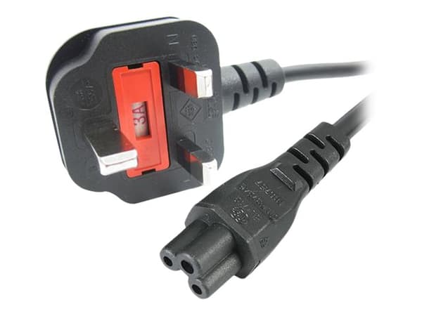 StarTech.com 6ft (2m) UK Laptop Power Cable, BS 1363 to C5 Clover Leaf, 2.5A 250V, 18AWG, Notebook/Laptop Replacement Cord, Printer Cable, UK Laptop
