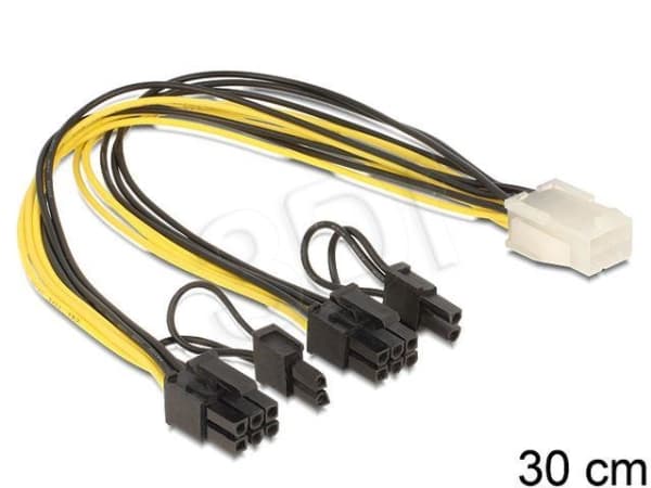 Delock - Strømkabel - 8-pins PCIe-strøm (6+2) (hann) til 6-pins PCIe-strøm (hunn) - 30 cm